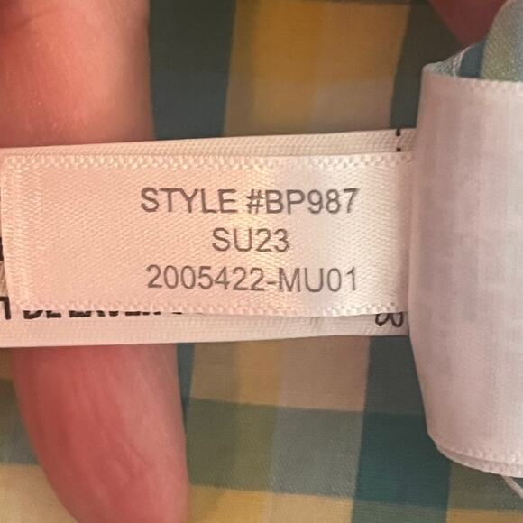 J Crew Slim Fit Flex Button Down Shirt Men XXL Yellow Blue NWT Preppy - Picture 8 of 12